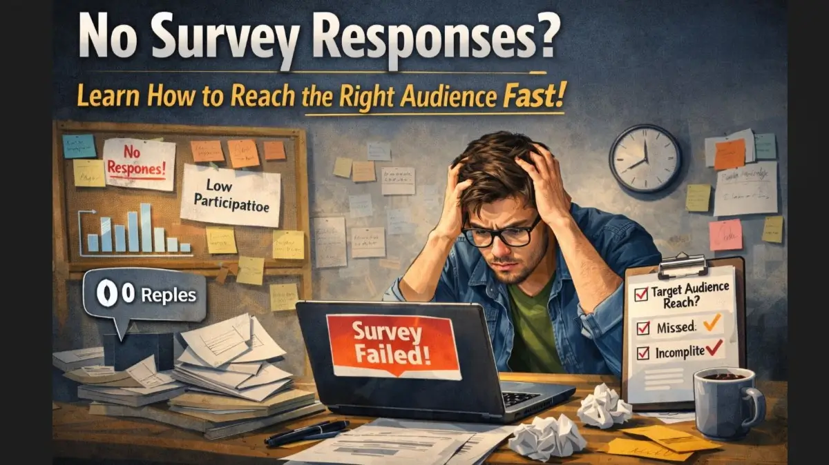 survey distribution methods illustration showing student struggling with no responses and low participation rates