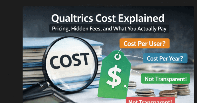 Independent overview of Qualtrics cost and pricing structure, showing license fees, enterprise pricing, and free plan limits