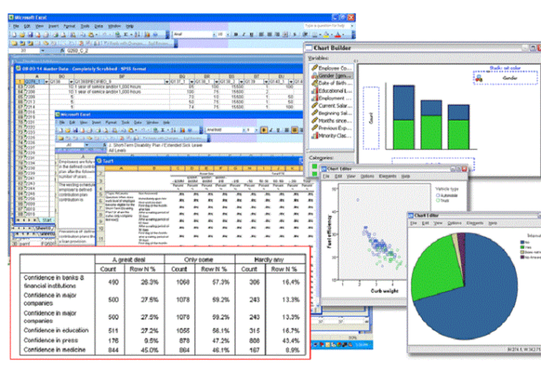 A GIF showing a cursor selecting and analyzing data in IBM SPSS Statistics, demonstrating the data analysis process.
