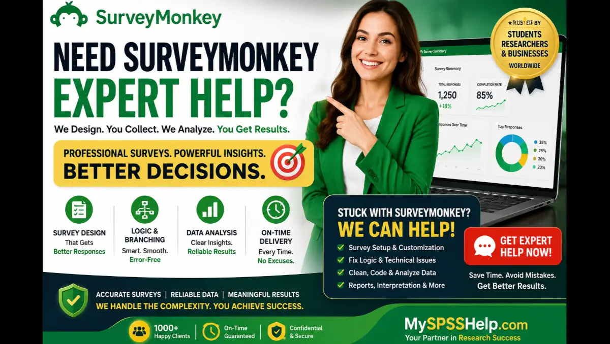 Professional SurveyMonkey expert help for survey design, setup, logic, branching and data analysis from MySPSSHelp.com