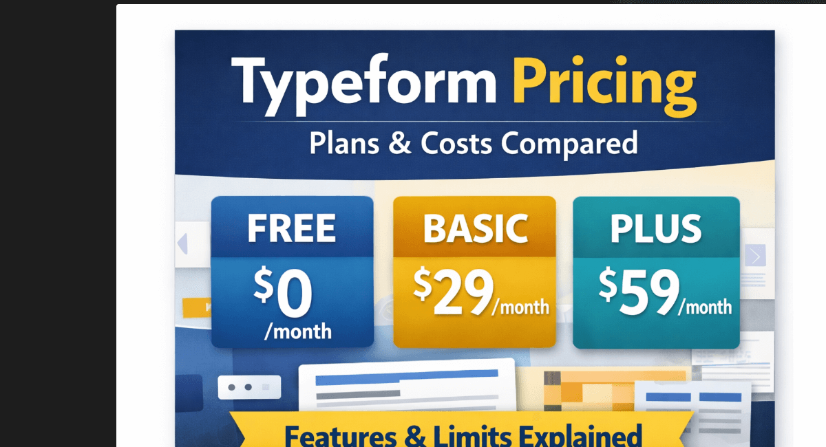 Typeform pricing plans comparison with Free, Basic, and Plus costs explained to help choose the right survey plan fast
