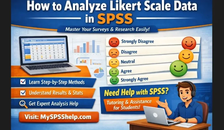 How to analyze Likert scale data in SPSS step-by-step with examples for survey data analysis, reliability testing, and statistical interpretation for students needing SPSS dissertation help