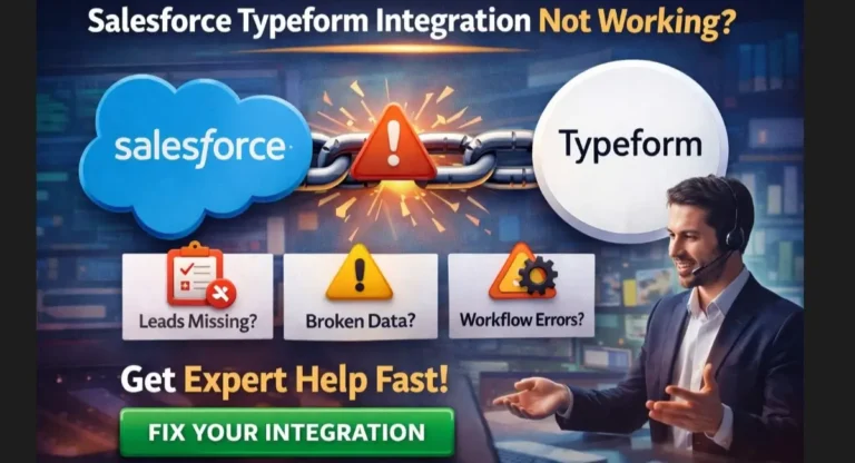 Salesforce Typeform integration not working with broken data flow, missing leads and workflow errors, get expert help to fix CRM integration fast