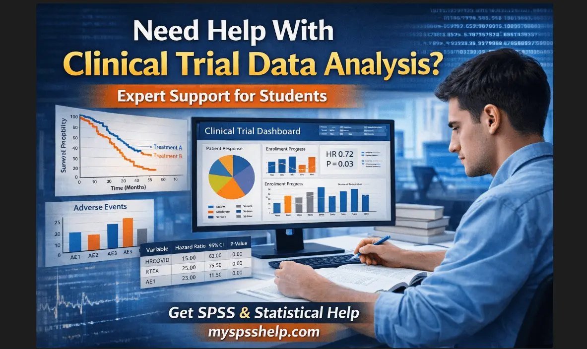 How to analyze clinical trial data with SPSS and statistical help for students at myspsshelp.com