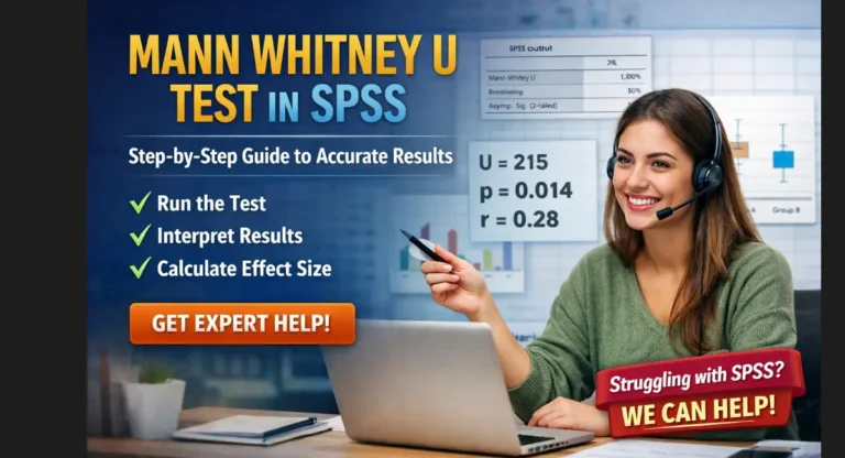 Mann Whitney U test in SPSS guide showing step by step analysis support and expert SPSS help for students