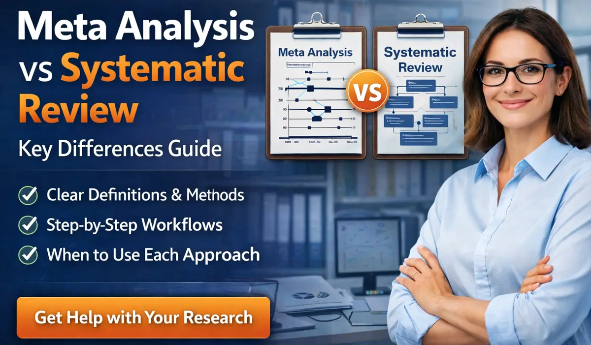 Meta analysis vs systematic review comparison graphic with expert research support and statistical help from myspsshelp.com