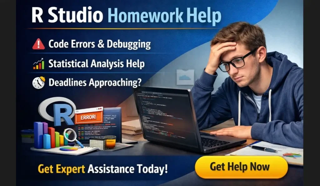 R Studio homework help for students struggling with coding errors, debugging R scripts, and statistical analysis assignments