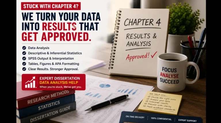 How to write Chapter 4 dissertation results with expert data analysis, SPSS output interpretation, descriptive statistics and dissertation results help