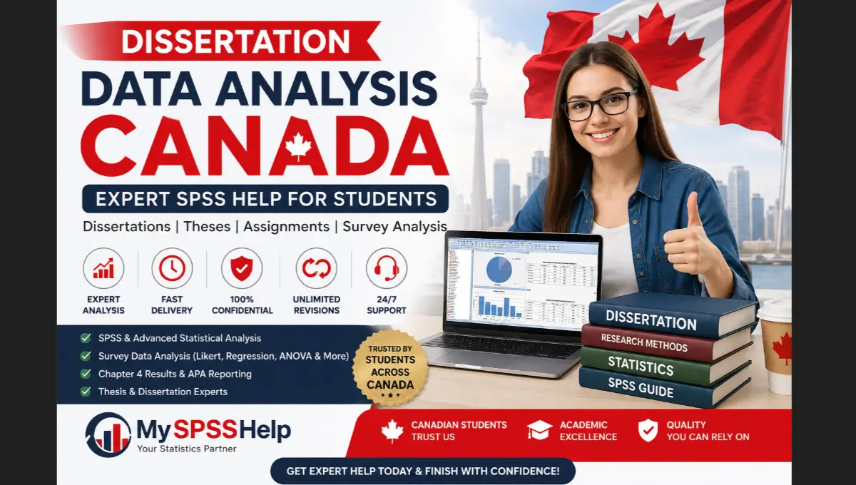 Canadian student receiving expert dissertation data analysis help with SPSS, thesis statistics, survey analysis, Chapter 4 reporting, and research support from myspsshelp.com in Canada.