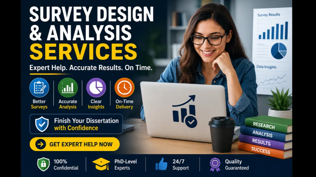 Survey design and analysis services for dissertation students, expert SPSS data analysis help, accurate results, fast turnaround, trusted academic support