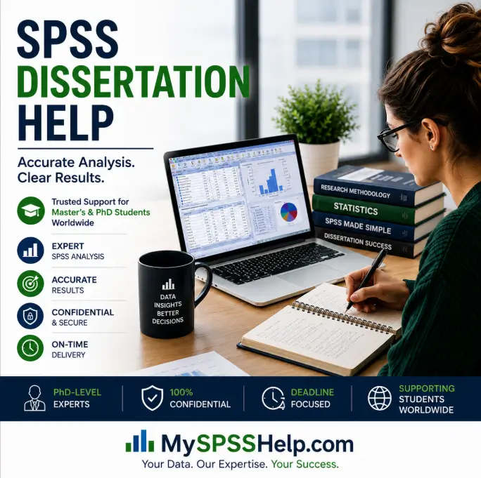Expert SPSS dissertation help for Master's and PhD students needing accurate data analysis, results interpretation and online statistical support worldwide.